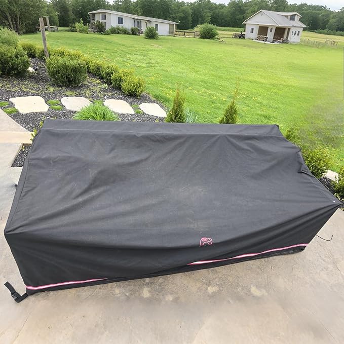 Turtle Life Patio Sofa Cover, Outdoor Heavy Duty Durable UV Water Resistant Anti-Fading Multi-Person Sofa Cover with 2 Upgrade Air Vents and 2 Buckles, Black, 104" W x 40" D x 35" H