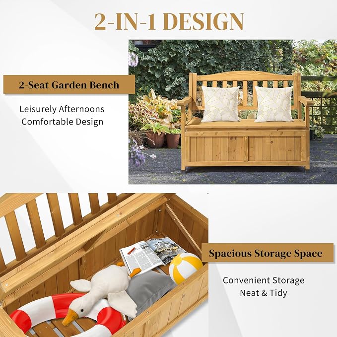 44" Outdoor Storage Bench Deck Box, Entryway Storage Bench Portable for Patio Garden Balcony Yard, Outdoor Storage Deck Box,Storage Bench Deck Box for Patio Furniture,Outside Storage Box Bench Chair