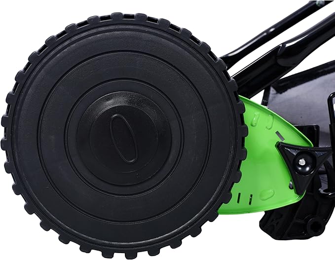 14-inch 5-Blade Push Reel Mower, Adjustable Cutting Height with Grass Catcher 5 Steel Blades Easy to Use for a Green Healthy Lawn,Suitable for Farms, Parks, Yards and Courts (Green)