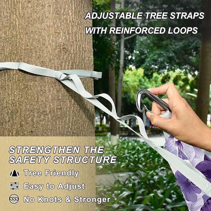 Camping Hammock Outdoor Hammocks for Outside Pansy Flowers White Violet Beach Trees Portable Lightweight with Pockets Tree Straps Indoor Small