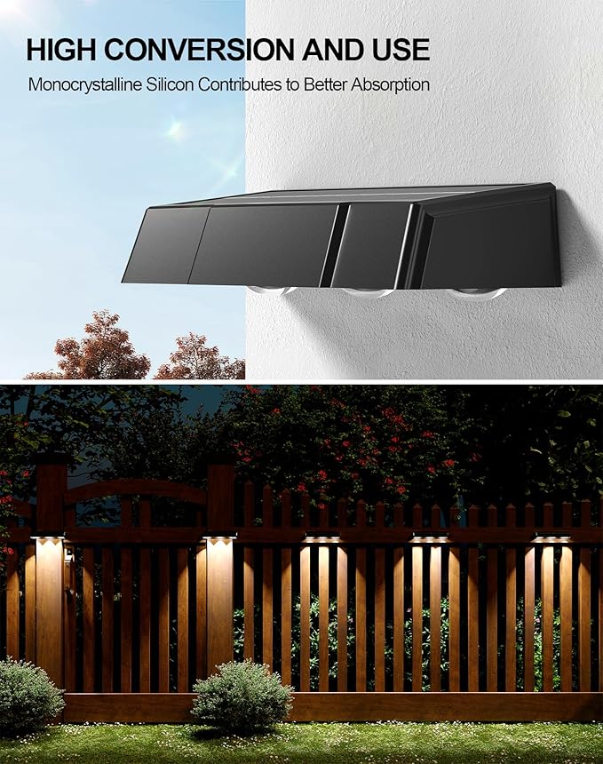 Solar Fence Lights 10 Pack, Outdoor Fence Light with 11 Modes RGB Color Glow LED Solar Lights, IP65 Outdoor Waterproof Wall Light, for Patio/Backyard/Deck/Fence/Railing