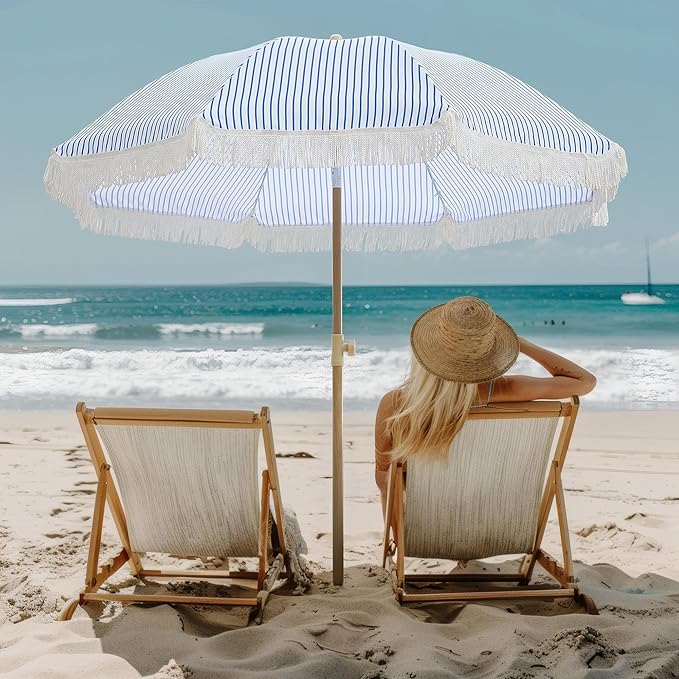 Aohanoi Outdoor Umbrella - Sun Protection, Rain Resistant, Windproof with Manual Open-Close Feature - Ideal for Beach, Camping, and Picnics