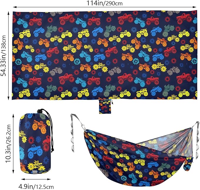 Camping Hammock Outdoor Hammocks for Outside Bright Truck Beach Trees Portable Lightweight with Pockets Tree Straps Indoor