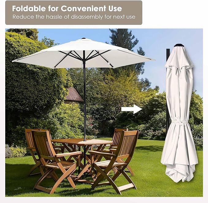 Yescom 7.5ft Outdoor Bistro Market Table Umbrella for Restaurant Cafe Rental Patio 250th Celebration Lawn Party Event Shade Yard Deck Railing Parasol