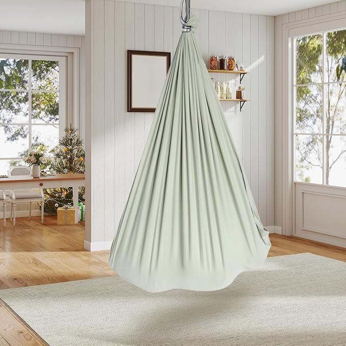 Sensory Swing, Indoor Outdoor Cuddle Hammock for Kids and Adults, with Heavy Duty Hardware, 360° Swivel, Calming Swing for Autism, ADHD and Sensory Integration