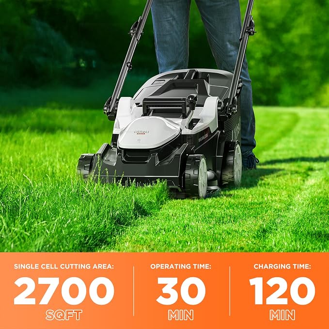 Litheli 16 Inch Lawn Mower 2 x 20V Brushless Electric Mowers for Garden Yards, Lightweight Cordless Lawnmower with 6-Position Height Adjustment, 2 x 4.0Ah Battery Include