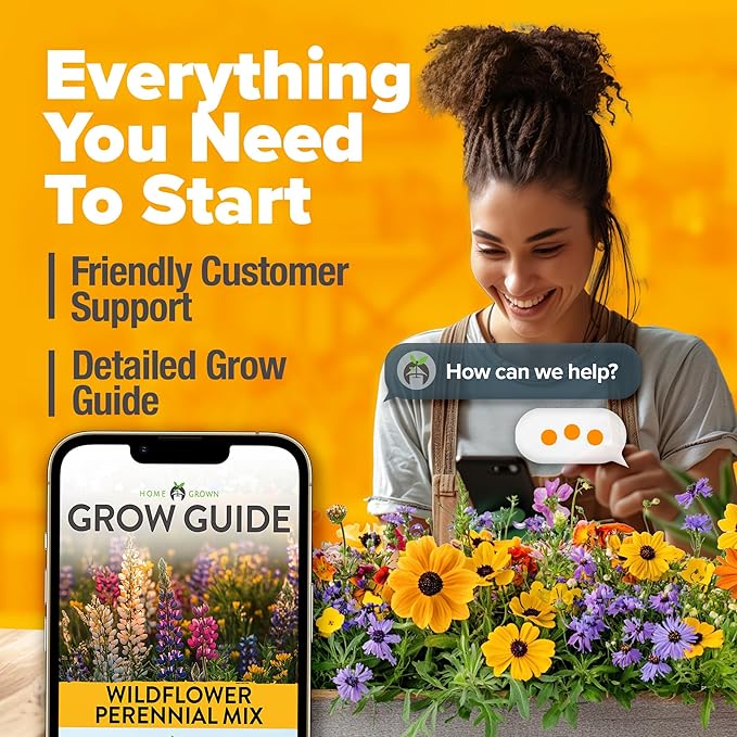 HOME GROWN USA Native Wildflower Seeds Bulk Mix | 49,100+ Non-GMO Annual Flower Seed for Planting | 21 Varieties for Bee & Butterfly Garden Pack | 2 oz