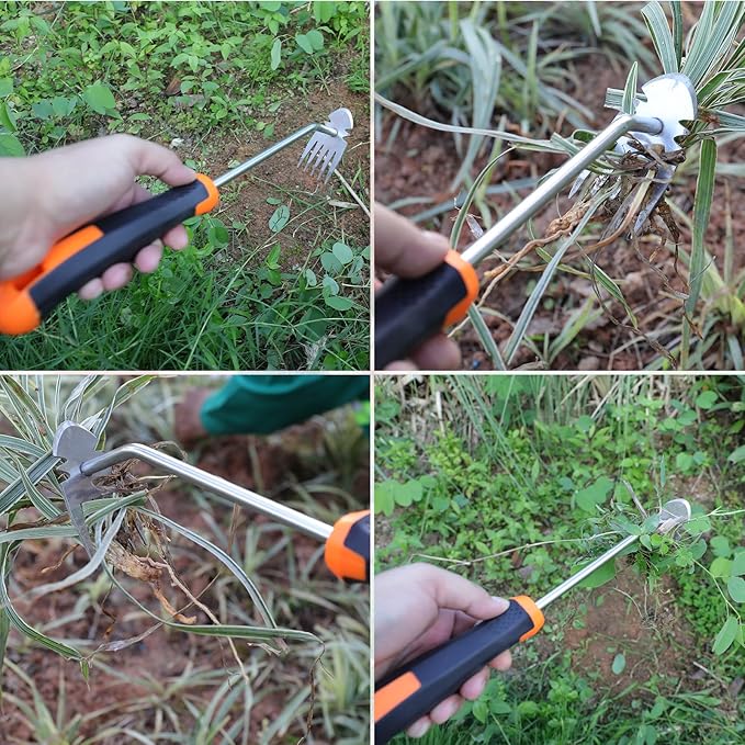 Weed Remover Tool,New Durable Garden Weed Tool,Gardening Weeding Tools,Portable Garden Weeding Tool for Vegetable Gardening Backyard Farm Planting & Weeding (Rubber Handle)