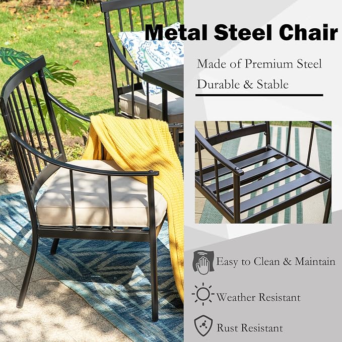 Sophia & William 7-Piece Patio Dining Set, Chairs, Straight Legs Chairs | Cushions, Umbrella Hole, 300 lbs Chair Capacity