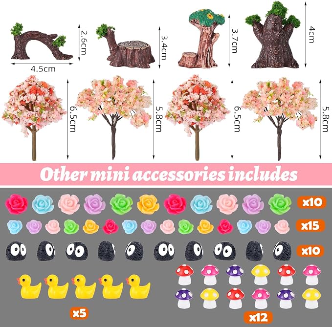 93 Pcs Fairy Garden House Resin Accessories Fairy Elves Kit Miniature Fairy Figurines Ornaments Animals Decor Outdoor for DIY Dollhouse | Mini Resin Fairies Animals Ornaments Set Village Decor Outdoor for DIY Dollhouse Supplies