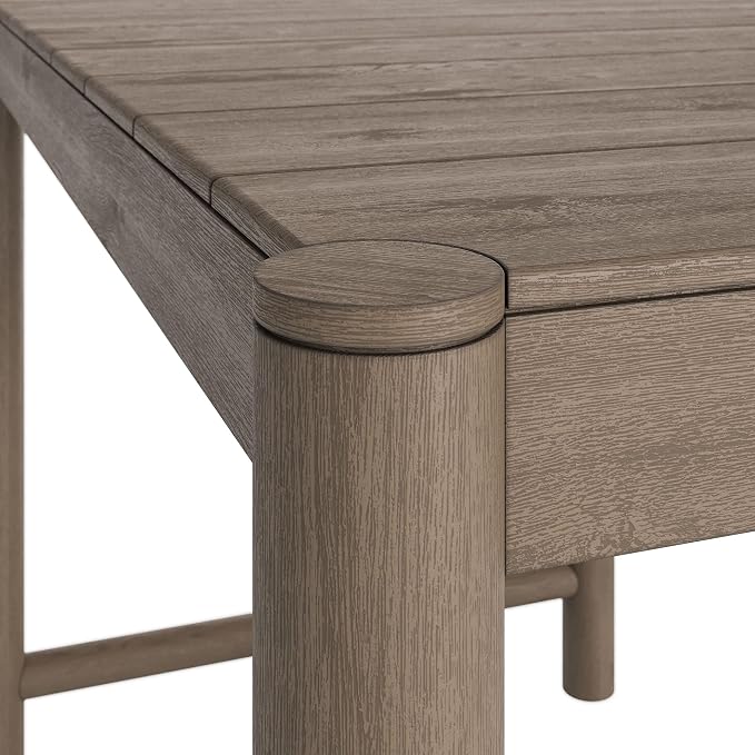 Modway Eleni 56-Inch Outdoor Teak Wood Bar Table in Weathered Gray Teak – Rectangular Patio Bar Table with Slatted Top for Patios, Decks, Or Gardens