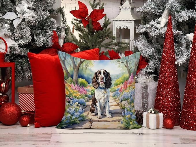 Caroline's Treasures English Springer Spaniel Spring Path Throw Pillow (Pack of 2)
