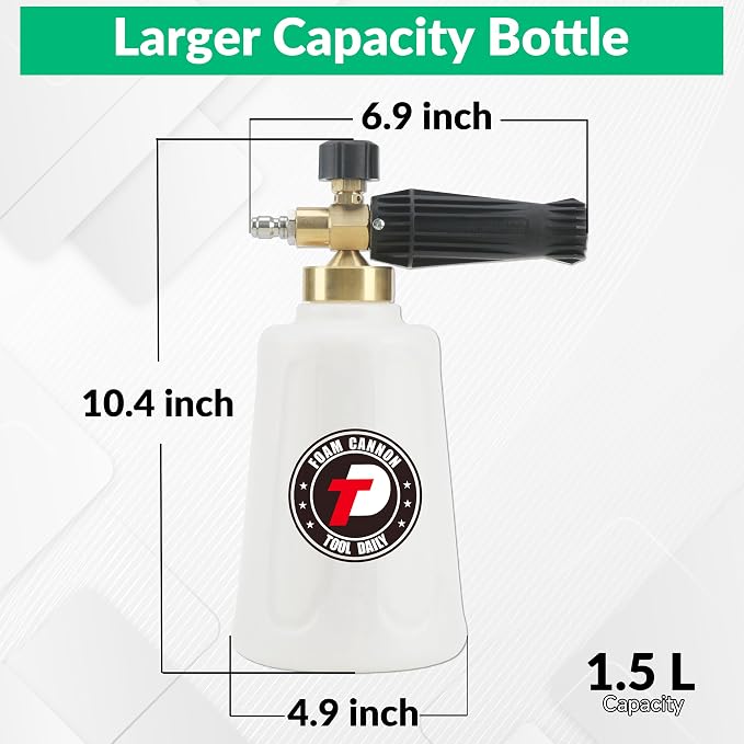 Tool Daily Foam Cannon for Pressure Washer with Car Wash Soap, Adjustable Snow Foam Lance, Additional Orifice Nozzle 1.1mm, 1/4" Quick Connect