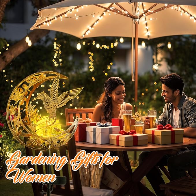 Solar Lights Outdoor Mothers Day Gifts Hummingbird Garden Decor Mothers Day Gifts for Women Mom Grandma Sister Fairy Solar Lights Metal Solar Garden Decoration for Yard, Patio, Backyard, Porch, Lawn