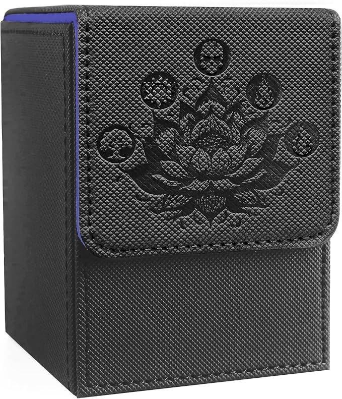PROMAXIBINDER MTG Commander Deck Box, Fits 100+ Single Sleeved Cards, Strong Magnet Magic Gathering Deck Box, PU Leather Trading Card Storage Box for TCG, CCG, MTG Cards (Black)