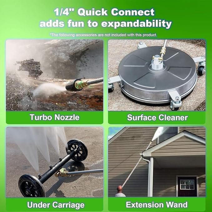 Electric Pressure Washer Adjustable 5000PSI 4.0 GPM High Power Washers with 33ft Hose Reel, 4 Nozzle and Foam Cannon, Power Washers Machine for Home, Cars, Patio (Green)