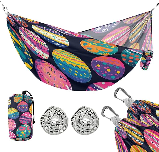 Hammocks for Outside Easter Eggs Camping Hammock Portable Hammocks with Tree Straps and Carry Bag Camping Accessories for Hiking Beach Outdoor
