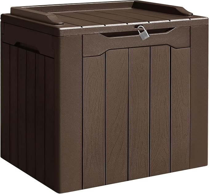 28 Gallon Outdoor Deck Box, Waterproof Resin Storage Box with Lid for Patio, Toy Box for Package Delivery