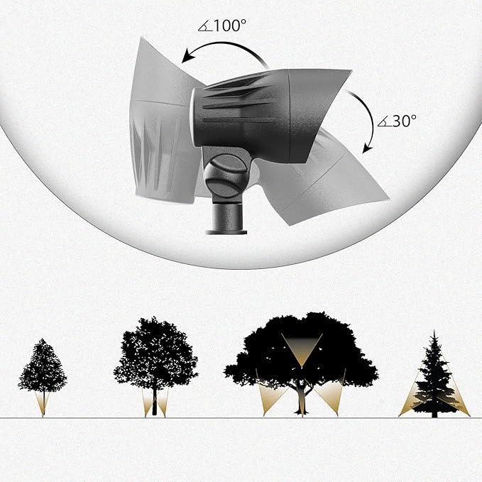 GOODSMANN Low Voltage Spotlights Landscape Lighting 5W LED Outdoor Floodlights 2700K Warm White Replaceable LED Outside Hardwired Lighting with Metal Stake Cable Connector