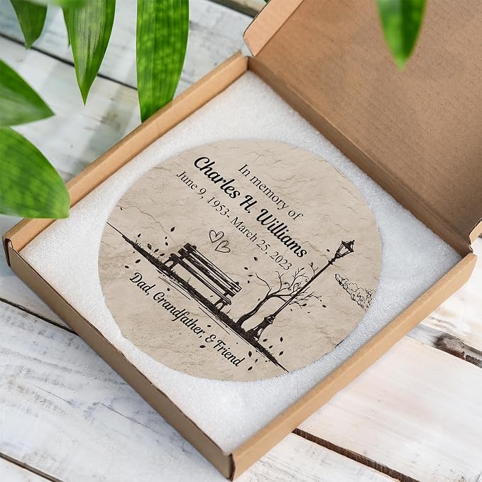 Personalized Memorial Garden Stone, Weatherproof Grave Marker, Sympathy Gift for Loss of Loved One, in Memory of Loved One Plaque, Dad Grief Natural Garden Stone