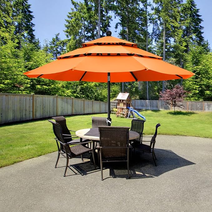 ABCCANOPY Patio Umbrellas 3-Tiers 11FT (Orange)