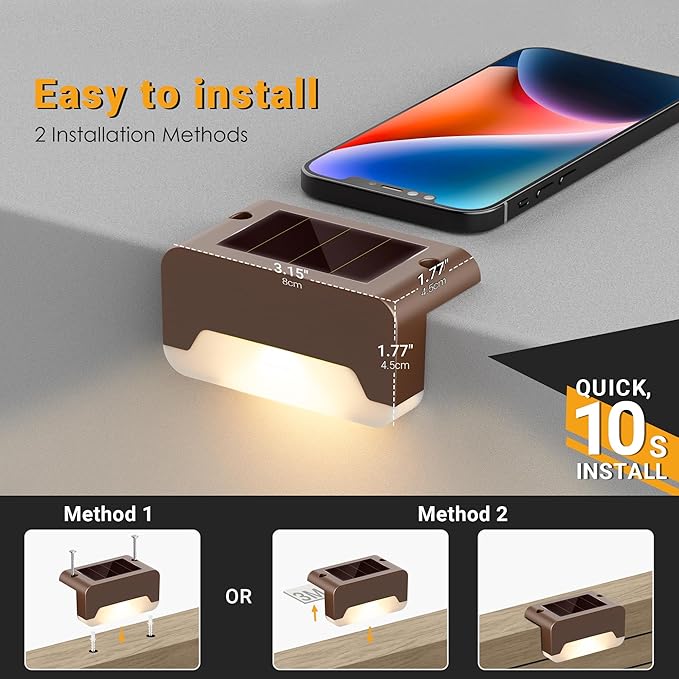 SOLPEX Solar Deck Lights, Solar Step Lights for Outside Waterproof Led Stair Light for Outdoor Fence, Balcony, Patio, Railing, Front Porch, Yard and Pathway(20pack Warm White)