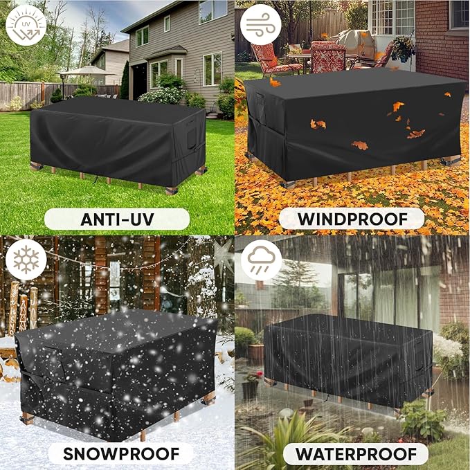 BALEINE Patio Furniture Covers, Outdoor Furniture Covers Waterproof, Heavy Duty Oxford Patio Table Cover for Outdoor Table, Chair, Sofa, Desk (Black, 74"L x 47"W x 28"H)