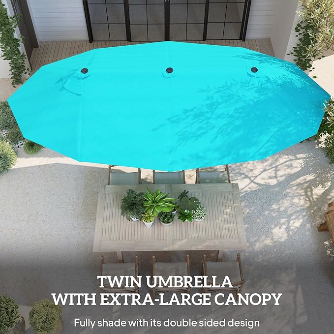 Outsunny Extra Large 15 ft Patio Umbrella, Double-Sided Wide Outdoor Umbrella with Crank Handle and Air Vents for Backyard, Deck, Pool, Market
