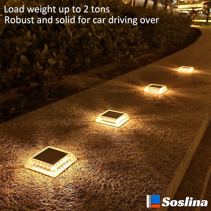 Solar Deck Lights Solar Powered, Solar Stair Lights Outdoor Waterproof, Solar Step Lights for Outdoor Garden Patio Sidewalk Runway Pathway Driveway Dock(4 Pack)