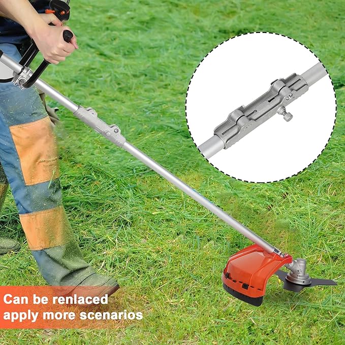 Gas String Trimmer, 52cc Weed Wacker Gas Powered, 2 in 1 Cordless Hedge Trimmer, 2-Stroke Brush Cutter, Handheld Weed Eater, Plastic Handle & Shoulder Strap Included Orange