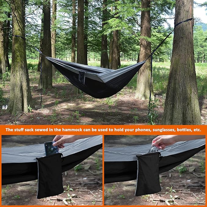 NOBRIM Parachute Portable Hammock Lightweight Camping Hammock Double Nylon Hammock with 2 Tree Straps Swing for Backpacking Outdoor