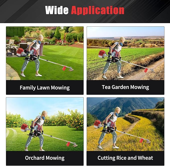 2 Stroke 33cc Gasoline Weed Trimmer Brush Cutter Lawn Edger Grass Weed Eater, Gas Weed Trimmer Gas Weedeaters Grass Trimmer Cordless Gasoline Power w/ 2 Blade Heads