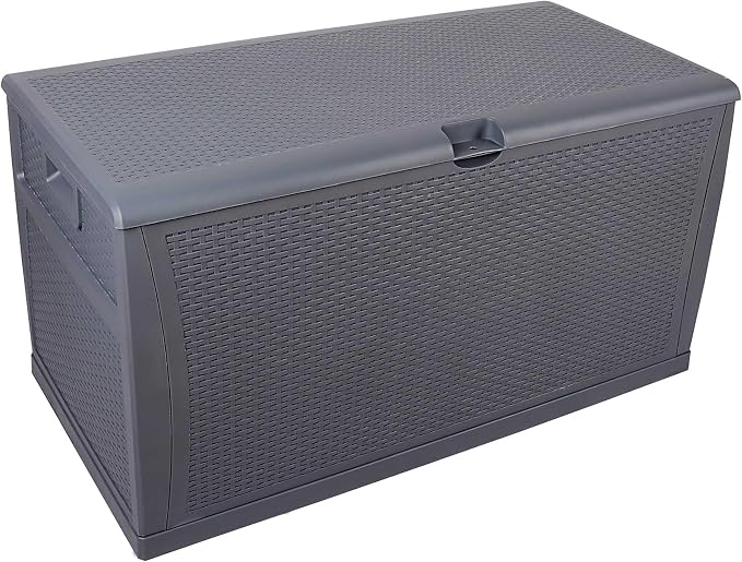 120 Gallon Outdoor Storage Box with Lockable Lid, Weather Resistant Design, Storage Bin Delivery Box for Storing Outdoor Cushions, and Tools, Durable Resin Construction, Deck Boxes Container