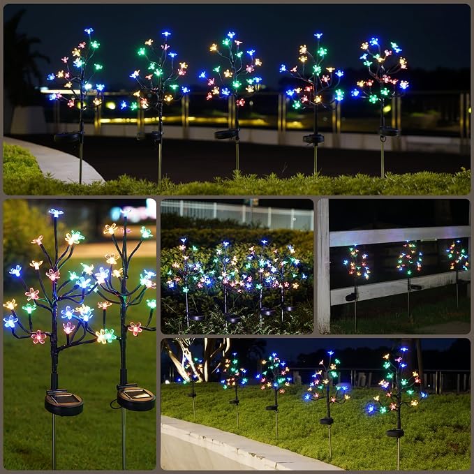 2 Pack Solar Garden Lights Outdoor, Solar Lights Outdoor Flowers | 2Modes 40LED Garden Decor, Waterproof Solar Powered Fairy Garden Outdoor Decorations for Yard Patio Pathway, Gardening Gifts