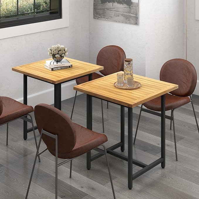 Tangkula 55” x 27.5” Wooden Tabletop, Slatted Table Top Board Split in 2 Square, Indoor Outdoor Rectangle Teak Wood Panel for Dining Table, Side Table (55” x 27.5”)