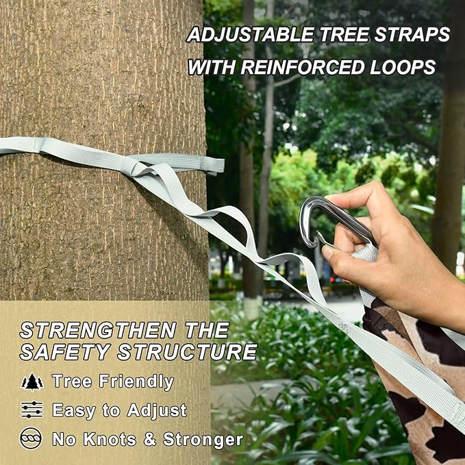 Leopard Print 330lb Capacity Camping Hammocks with Tree Straps Cloth Hammock for Patio Backyard Lounge Base Bases para hamacas para adultos