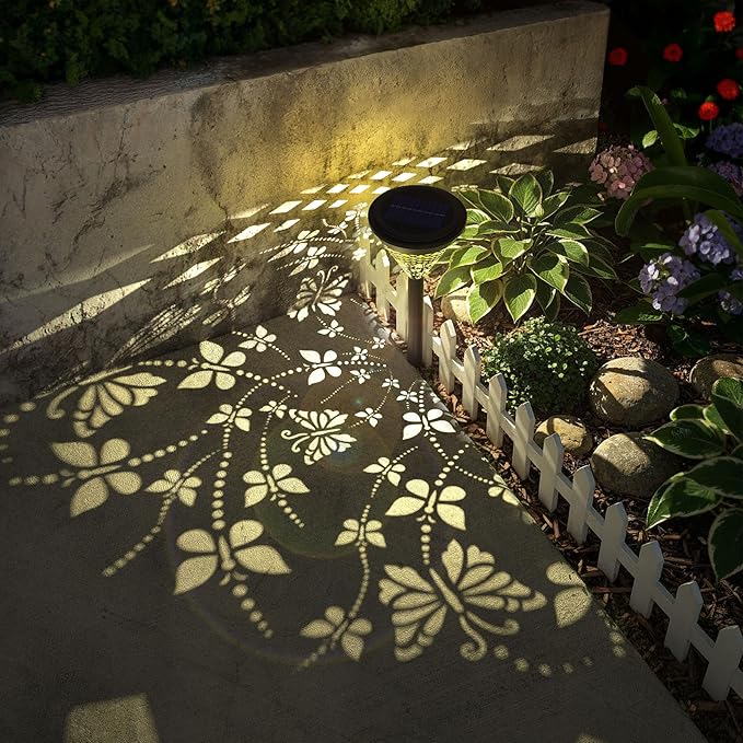 twinkya 4 Pack Solar Lights Outdoor Waterproof Decorative Solar Garden Lights for Outside Bright Led Metal Solar Powered Pathway Landscape Light for Yard Path Backyard Walkway Sidewalk Patio Decor