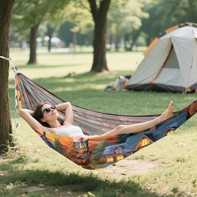 FRMG Farm Fall Pumpkin Hammock 500 lbs Capacity Portable Hammocks with Tree Straps & Attached Carry Bag, Camping Essentials Gear, 2010857a