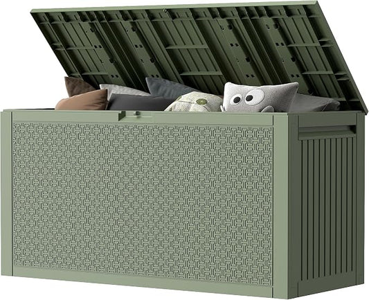 EHHLY 90 Gallon Outdoor Storage Box, Lockable Waterproof Deck Box, Resin Weather Resistant Outdoor Storage for Garden Tools, Cushions, Indoor Outdoor Accessories