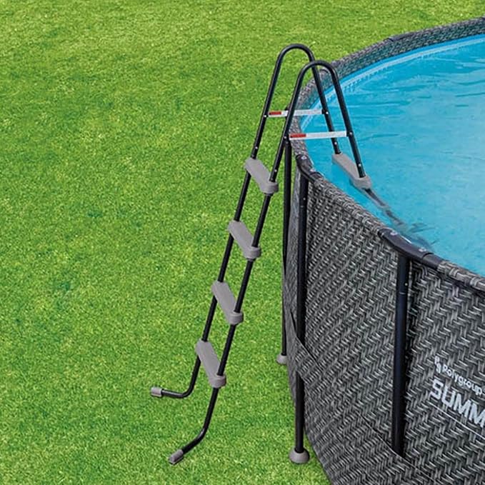Summer Waves P4A01648B 16ft x 48in Above Ground Frame Outdoor Swimming Pool Set w/ Filter Pump, Pool Cover, Ladder, Ground Cloth, & Maintenance Kit