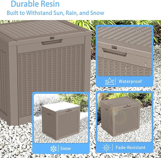 Package Delivery Box, Lockable Resin Outdoor Package, Waterproof Deck Box for Porches, Patios, Indoor & Outdoor Use (36 Gallon, Grey)