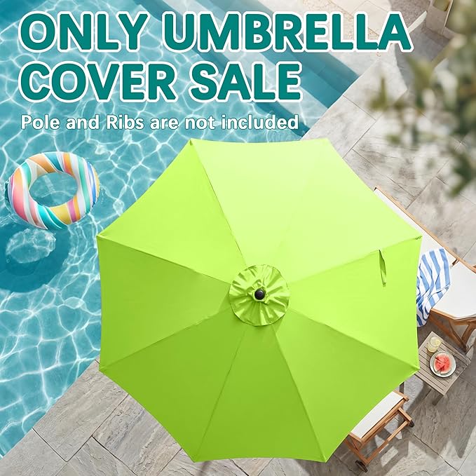 AreShark 9FT Patio Umbrella Replacement Canopy – Durable UV Protective Outdoor Table Market Umbrella Top for 8 Ribs, Canopy Only with Air Vent