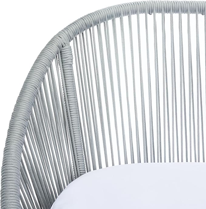SAFAVIEH Outdoor Collection Halcott Grey/White Wicker 4-Piece Conversation Patio Set