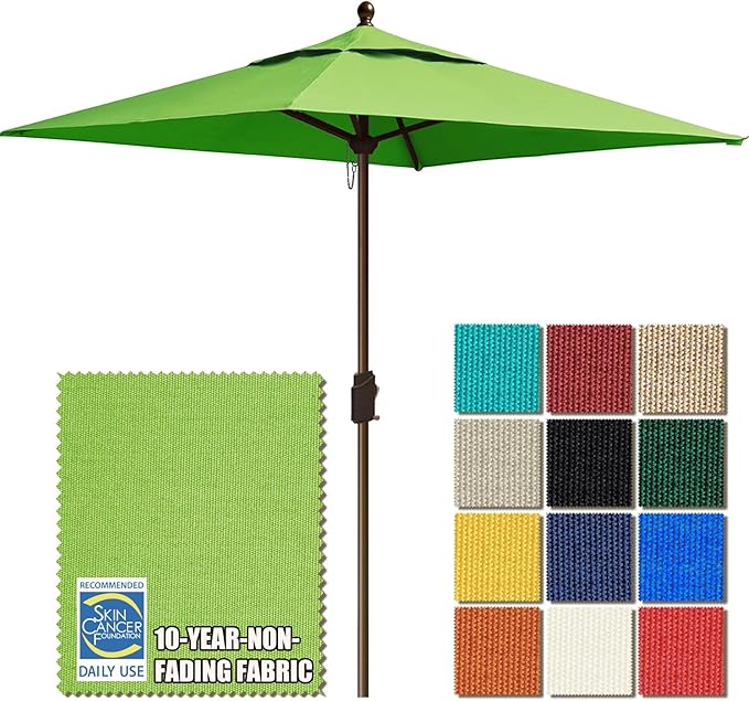 EliteShade USA 10-Year-Non-Fading 6x6Ft Square Market Patio Umbrella, UPF 50+ UV Protection Performance Sun Umbrella, Heavy Duty Commercial Grade Outdoor Table Umbrella with Crank, Windproof Vented Top for Garden, Pool, Deck and Outdoor Playsets, Macaw...