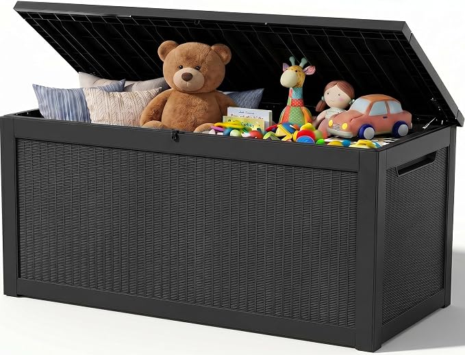 Outdoor Storage Box,320 Gallon Resin Deck Box,Waterproof & UV Resistant Lockable Package Delivery Bin,Toy Cabinet for Indoor & Outdoor