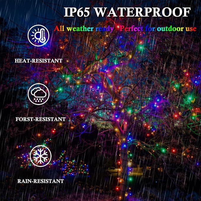 Multicolor Solar Christmas Lights 2Pack Total 180FT 500LED, String Light Outdoor Waterproof, Auto On/Off with 8 Modes Solar Twinkle Lights for Outside Tree Christmas Decorations (Multicolor) | Total 180FT Flexible Wire With Bright LEDs, 8 Twinkle Modes...