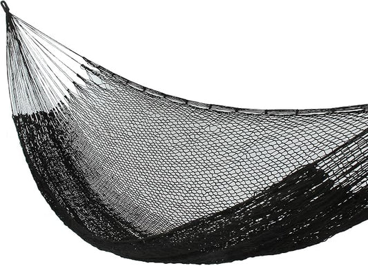 NOVICA Black Hand Woven Nylon Mayan 1 Person Rope Hammock, 'Shadows' (Single)