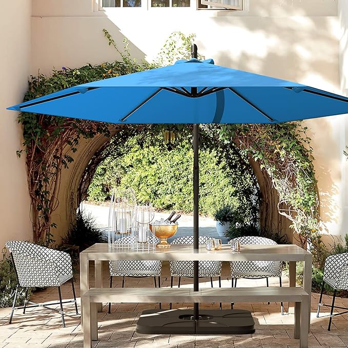 Greesum Patio Umbrella, Outdoor Table Umbrella with Push Button Tilt, Crank and 8 Sturdy Ribs