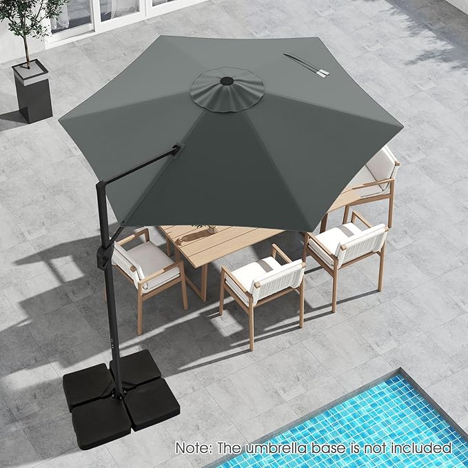 Tangkula 9 FT Cantilever Patio Umbrella, Heavy Duty Offset Outdoor Hanging Umbrella with Vented Top, Handle, Sun-Protective Canopy for Pool Backyard Garden Deck (Gray,9 FT)