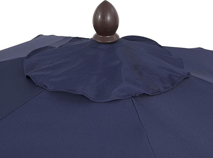 JONATHAN Y UMB1001 Collins 9 ft. Classic Cottage Tassel Market Patio Umbrella with Auto-Tilt, Crank, Wind Vent and UV Protection